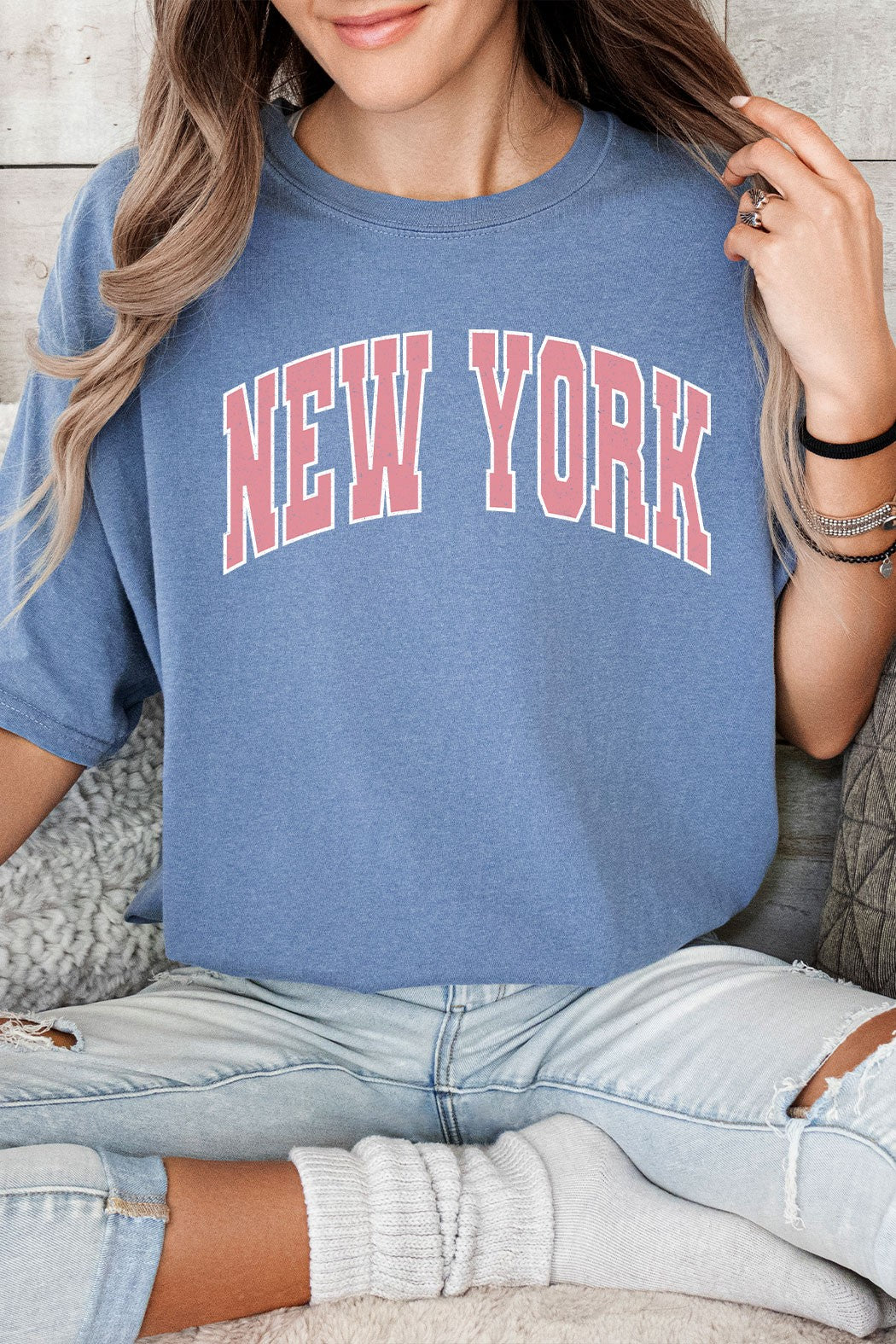 Trendy T-Shirt NEW YORK - Blue Jean
