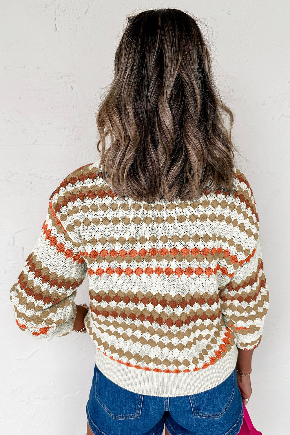 Orange/Brown Striped Drop Shoulder Sweater