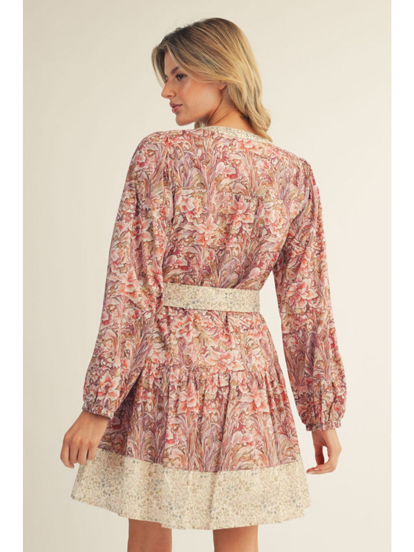 Clay Floral Long Sleeve Mini Dress