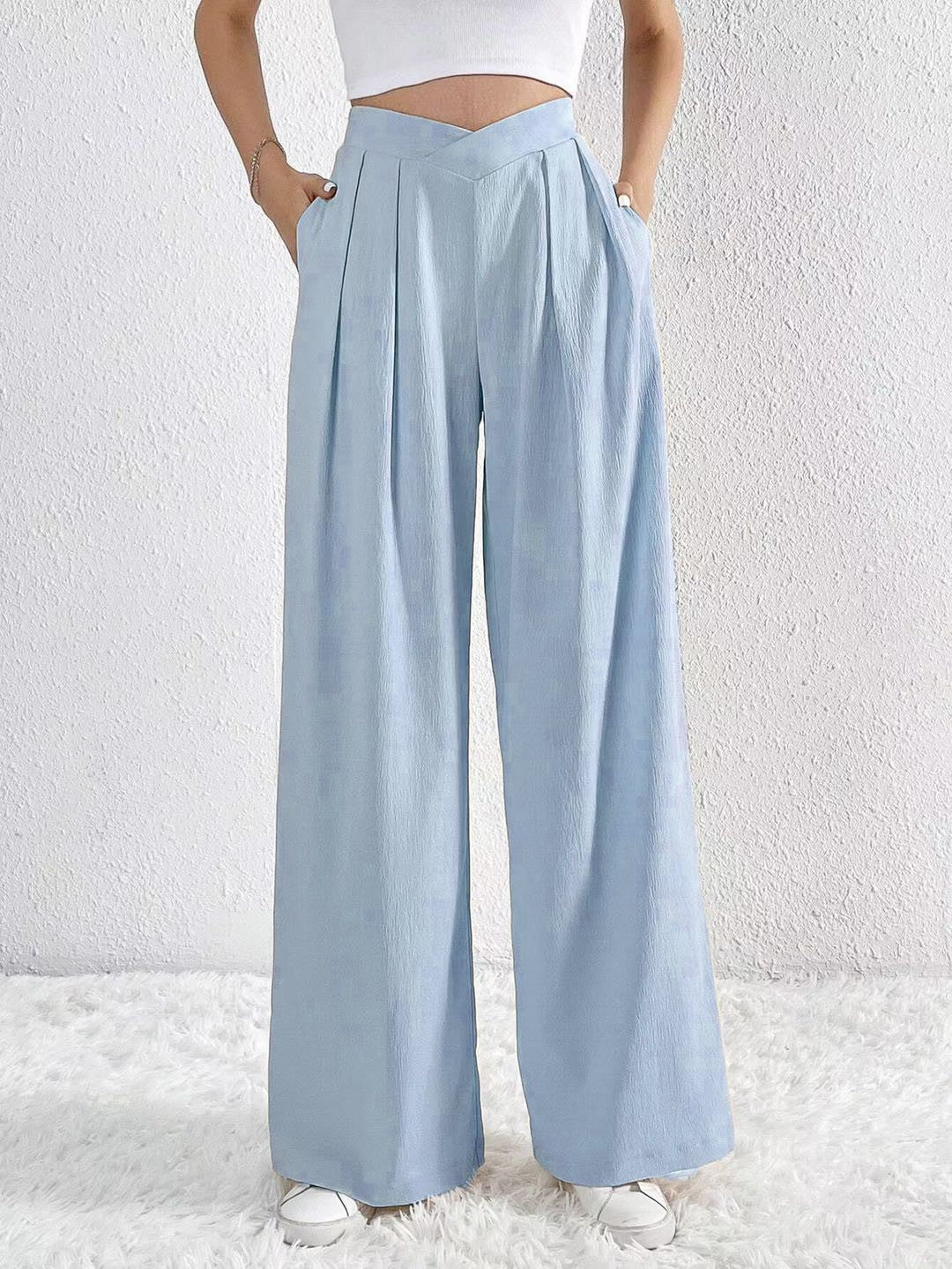 Light Blue High Waisted Flare Pants