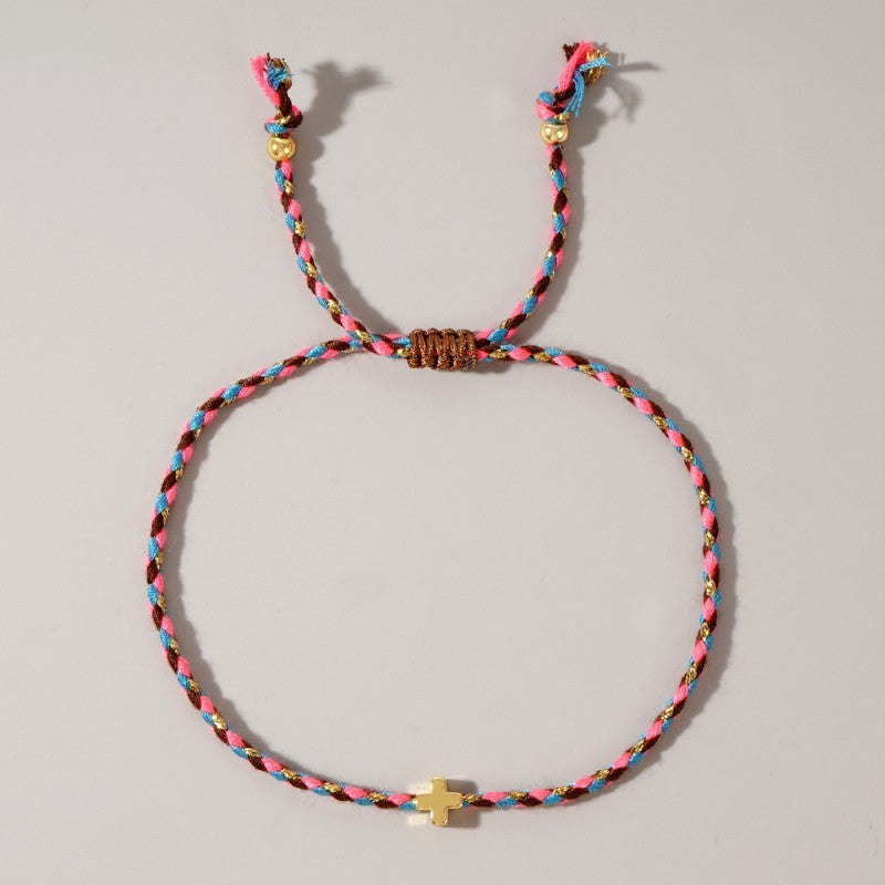 Corded Cross Charm Bracelet