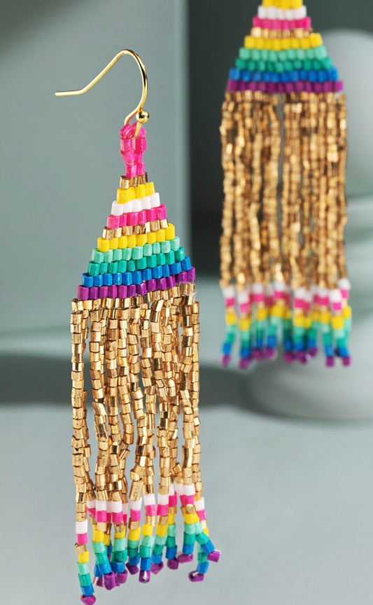 Triangular Dangle Drop Seed Beaded Earrings