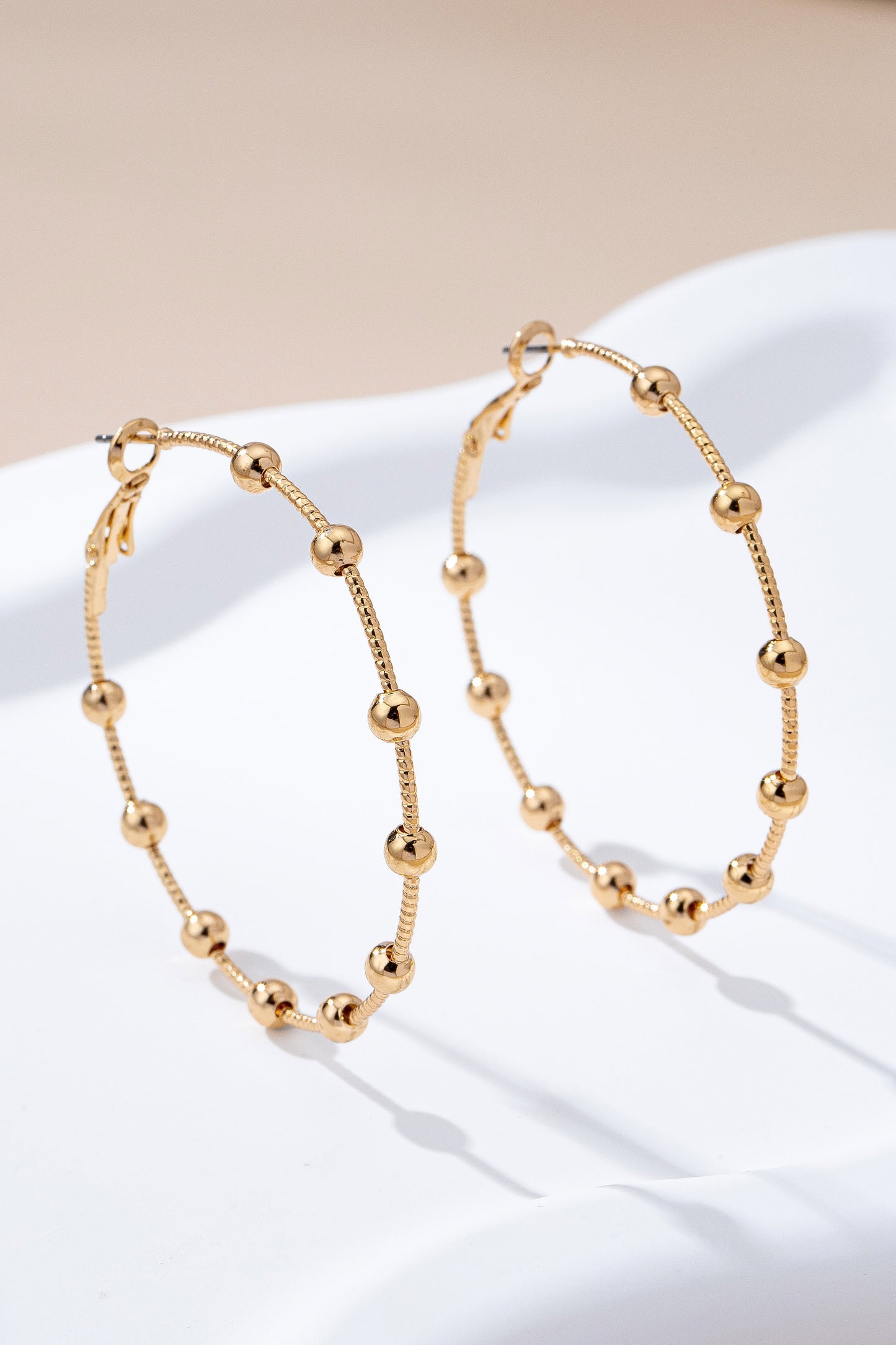 Gold Ball Beaded Classic Hoops