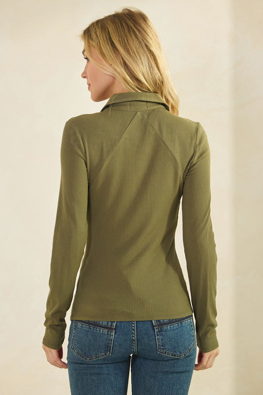 Button Up, Collared Henley Long Sleeve