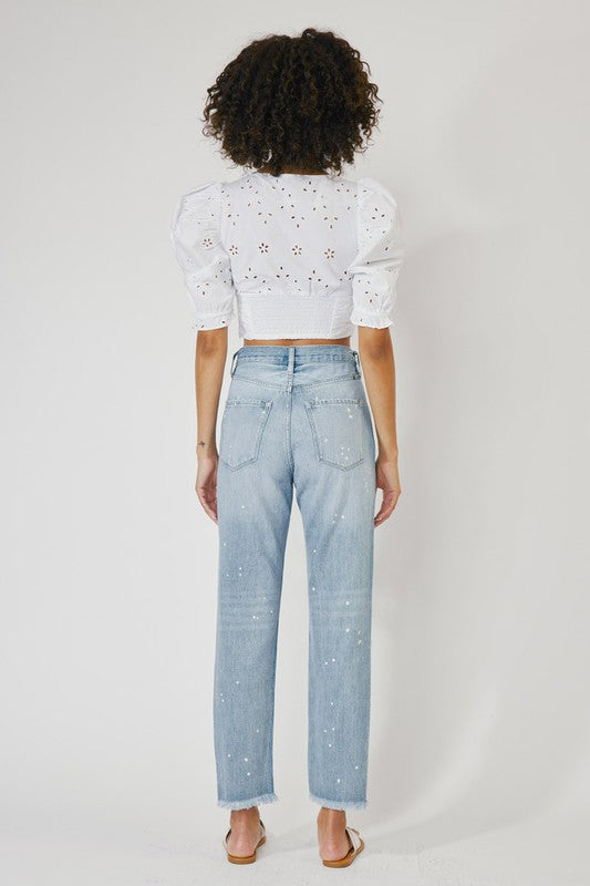 KanCan High Rise Slim Straight Distressed Jeans