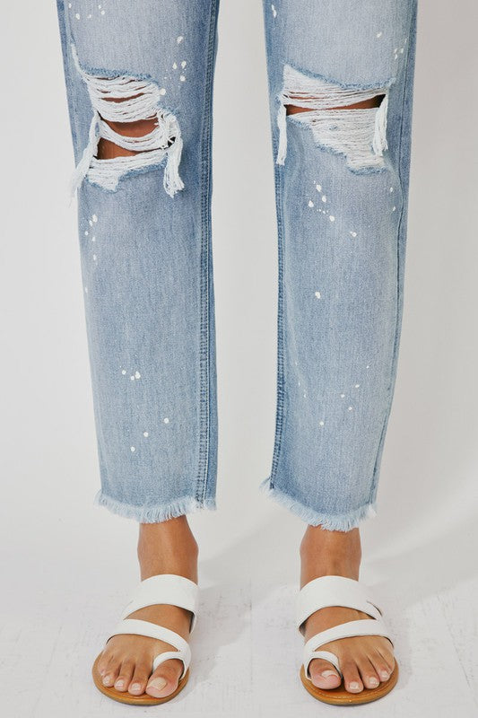 KanCan High Rise Slim Straight Distressed Jeans