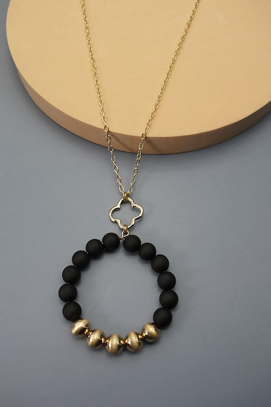 Clay Bead Pendant Long Necklace