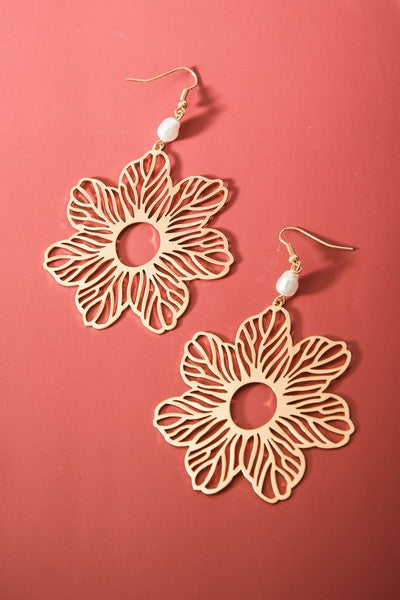 Large Flower Drop Earrings