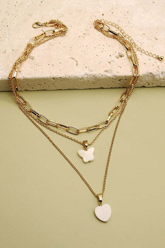 Trio Layer Shell Charm Necklace