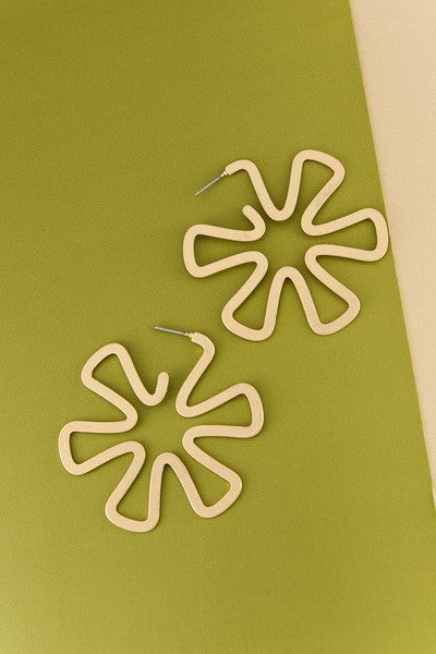 Large Flower Cutout Hoop Earrings