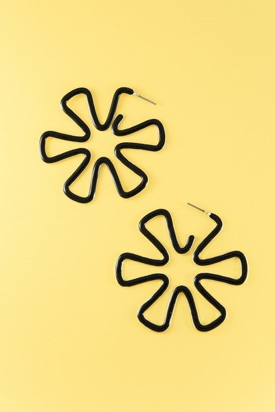 Large Flower Cutout Hoop Earrings