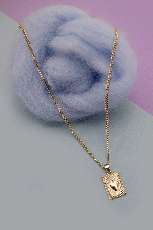 Heart On Card Charm Pendant Necklace