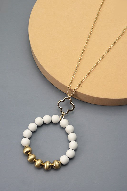 Clay Bead Pendant Long Necklace