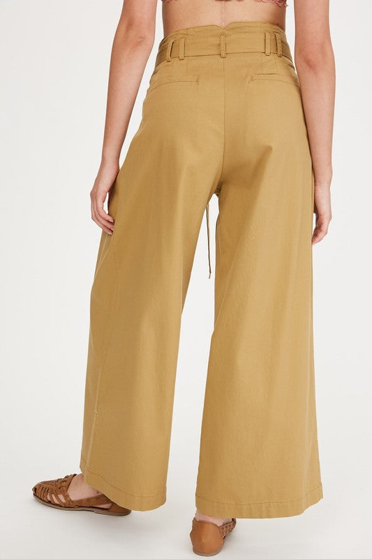 Textured Paper Bag Wide Leg Pants