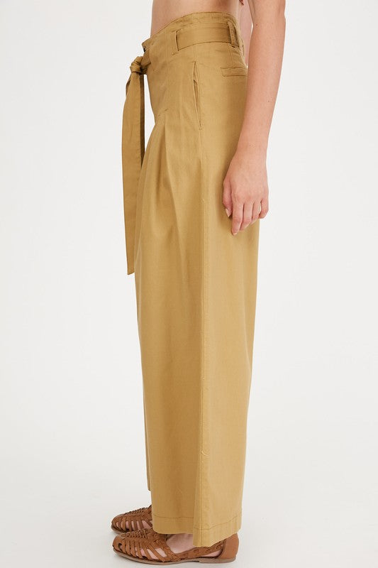 Textured Paper Bag Wide Leg Pants
