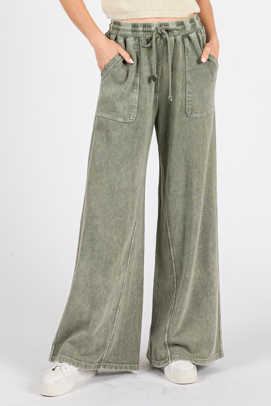 Mineral Wash French Terry Knit Drawstring Pants