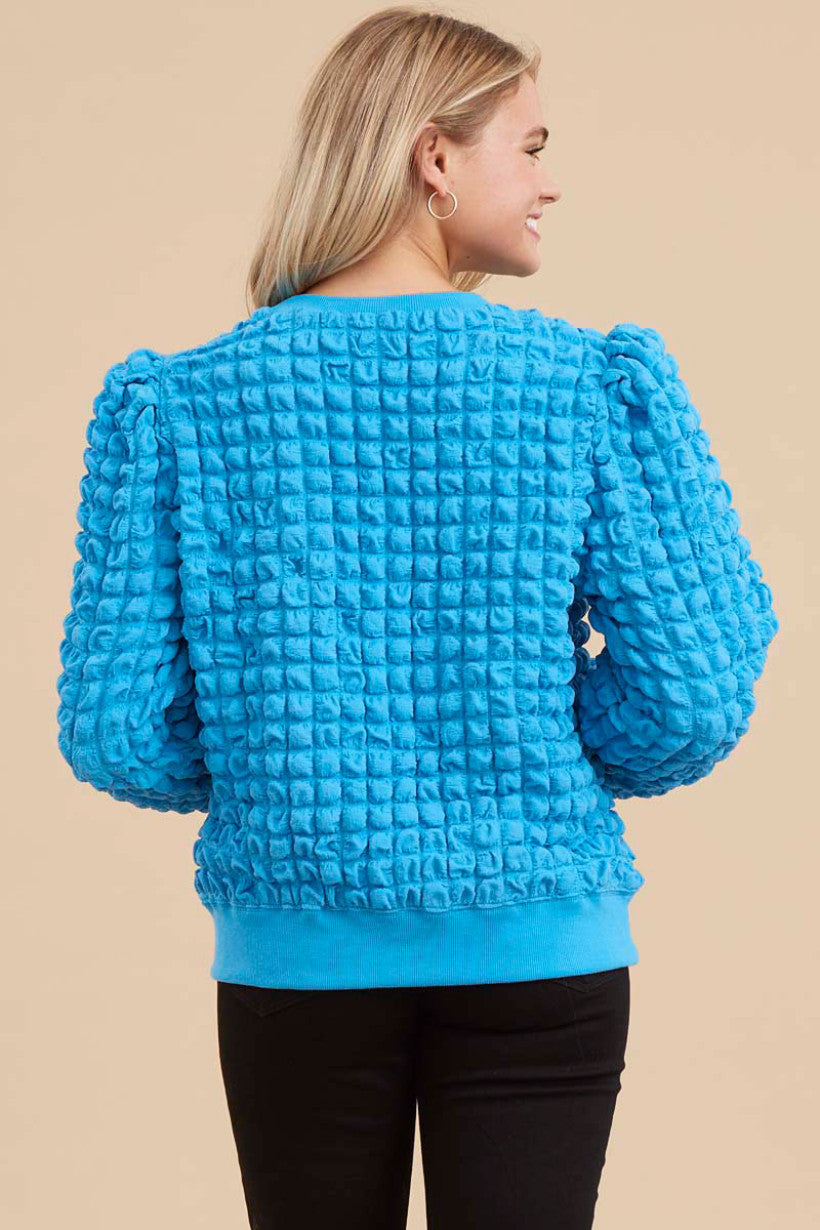 Turquoise Bubble Textured Pullover