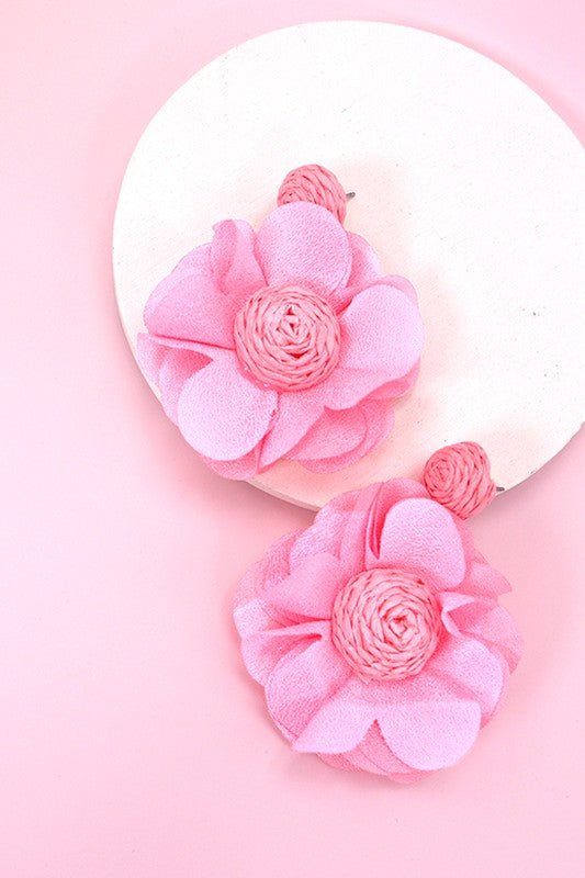 Raffia Flower Earrings