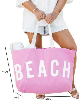 "BEACH" Large Canvas Bag