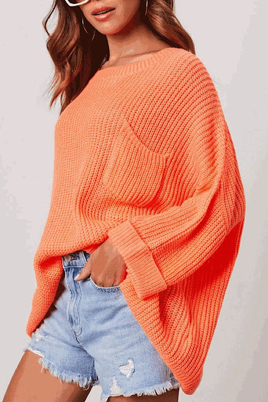 Bright Orange Oversized Knit Sweater