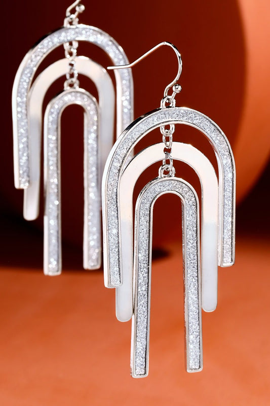 Three Layer Metal Arch Sparkly Earrings