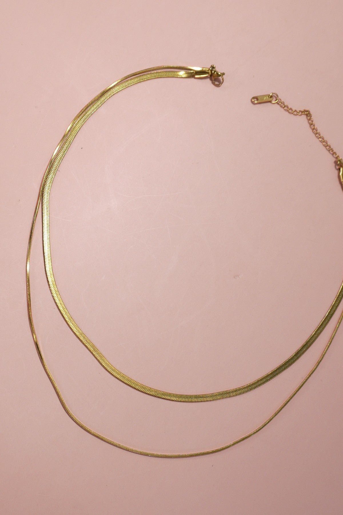 Gold Double Layer Snake Chain Necklace