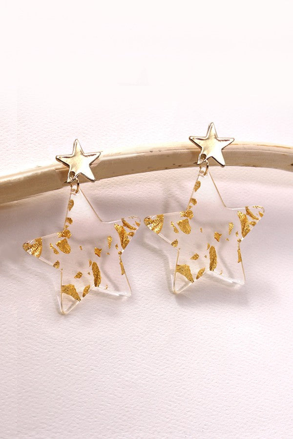 Double Star w/ Gold Foil Earrings