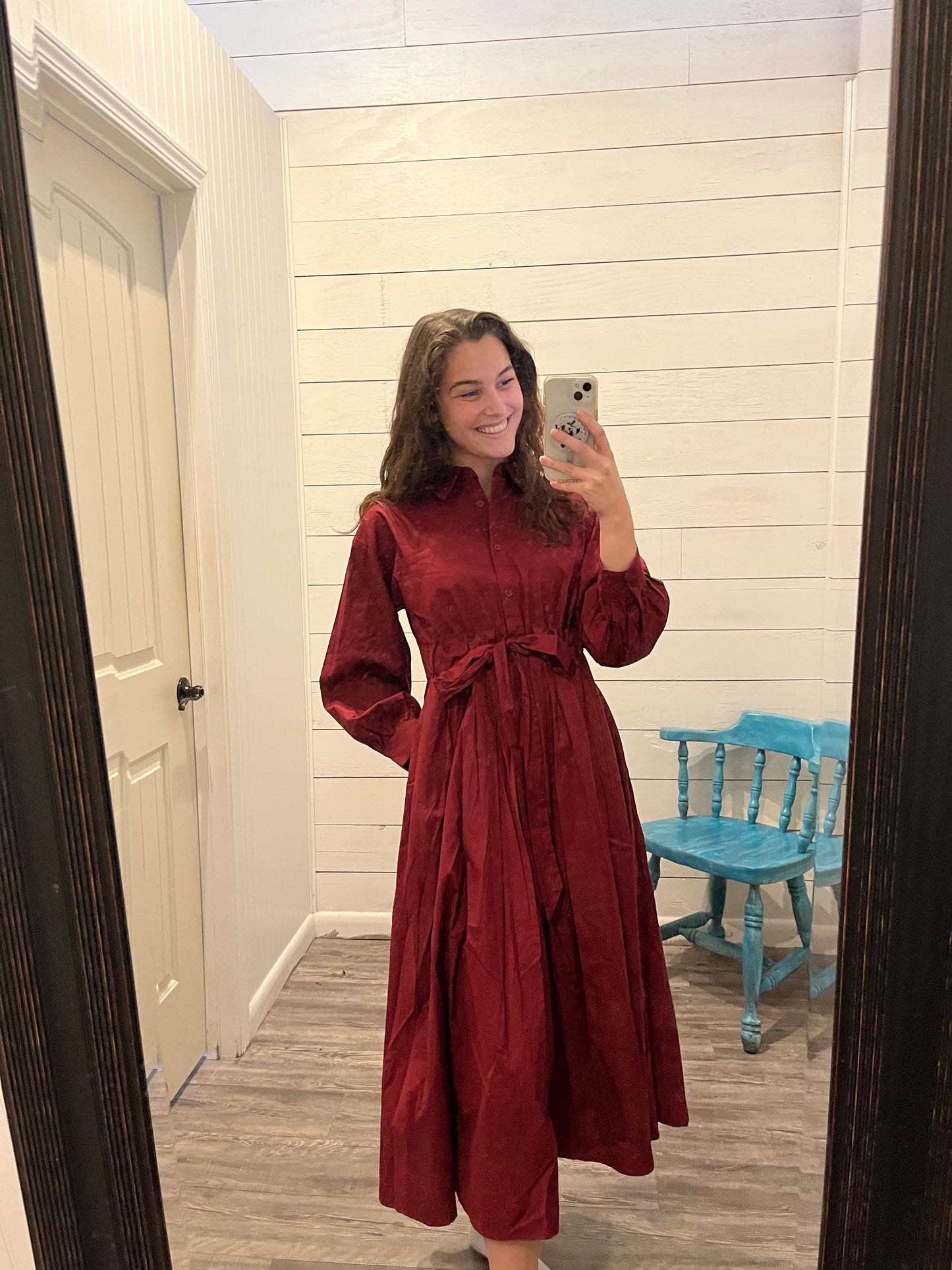 Button Up, Pleated Shirt Maxi Dress