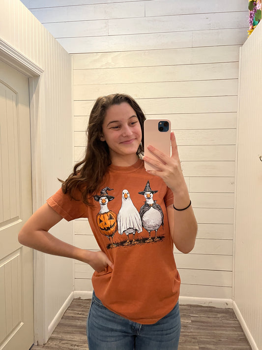 Yam Halloween Geese Comfort Colors Trendy Fall Tee