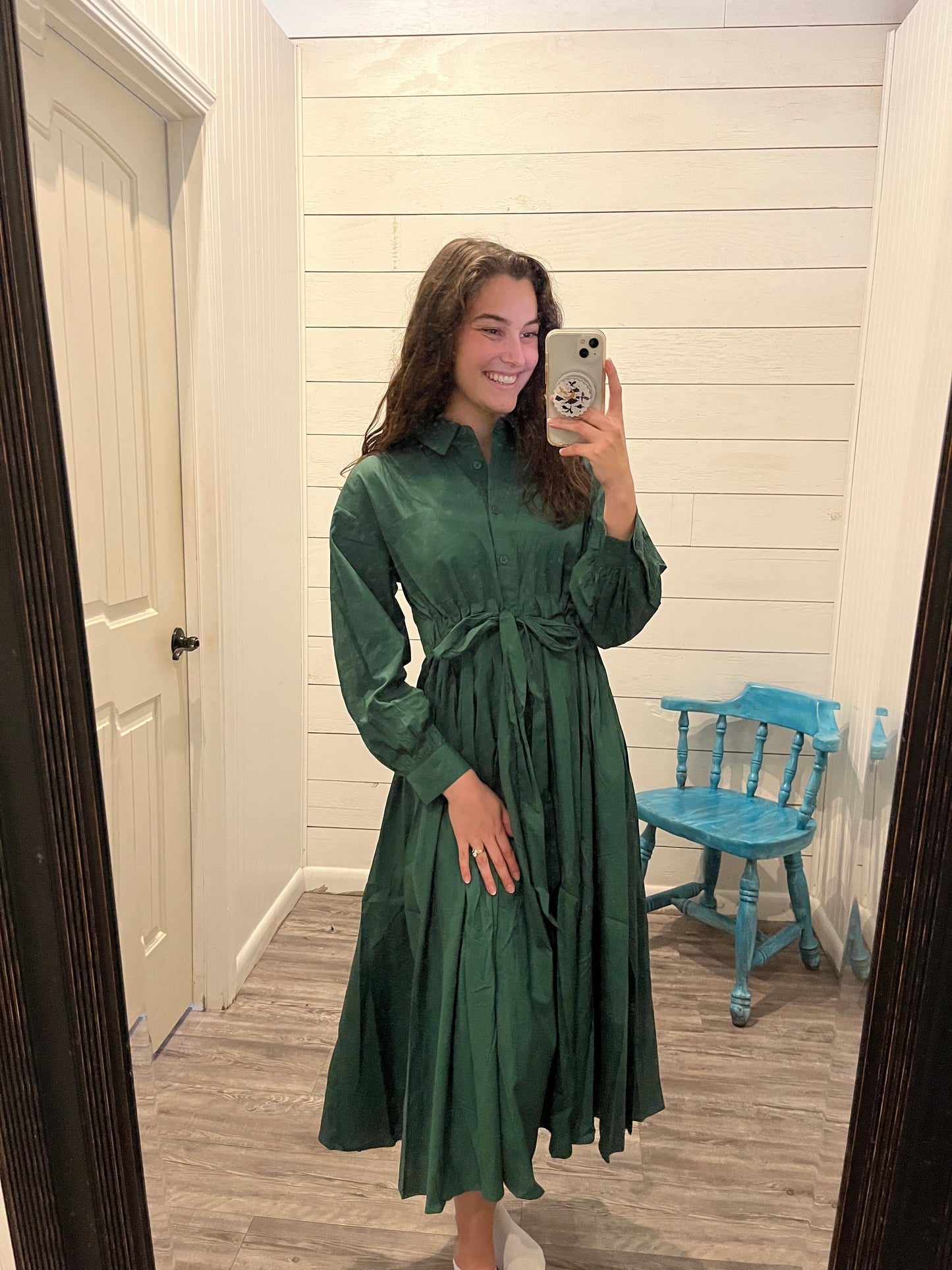 Button Up, Pleated Shirt Maxi Dress