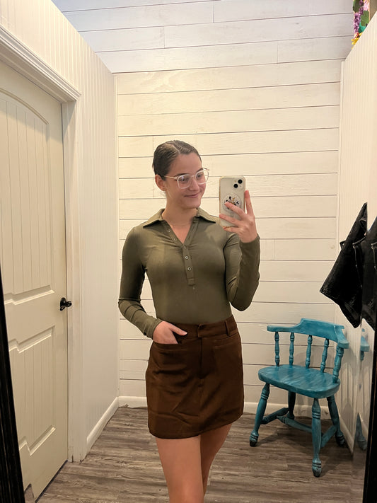 Button Up, Collared Henley Long Sleeve