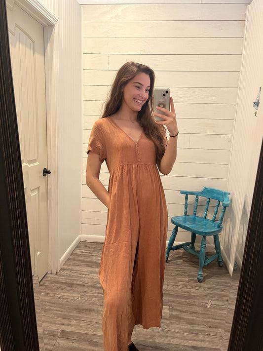 Clay Short Sleeve Flowy Wide Leg Jumpsuit