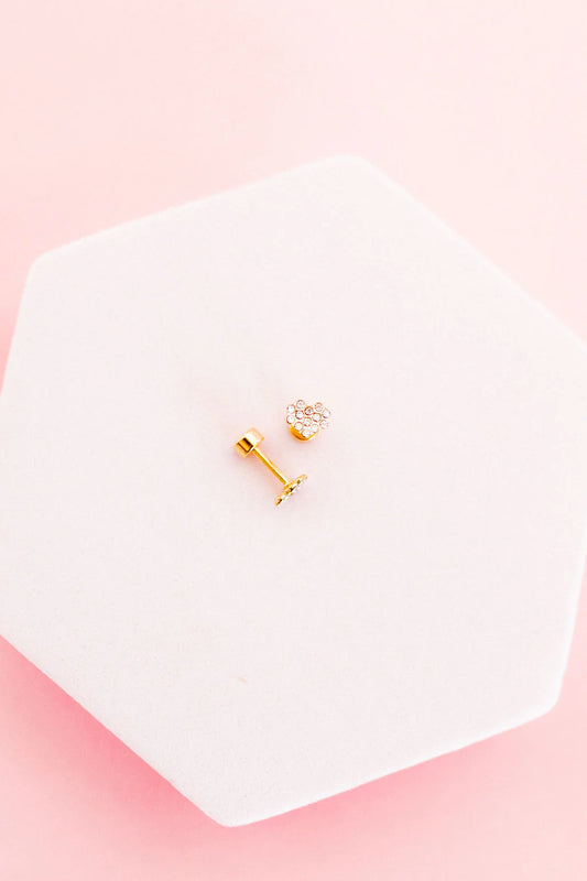 LINNY CO Screwback Stud Earrings - Leo Clear