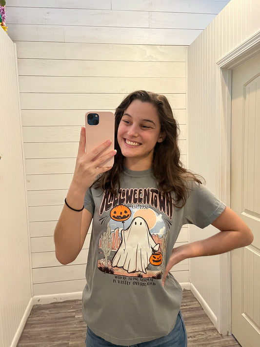 Grey Halloweentown Vintage Comfort Colors Trendy Fall Tee