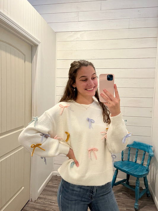 Off White Cutesy Bow Sweater