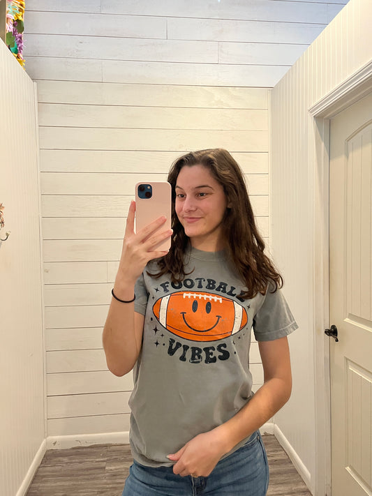 Grey Football Vibes Comfort Colors Trendy Fall Tee