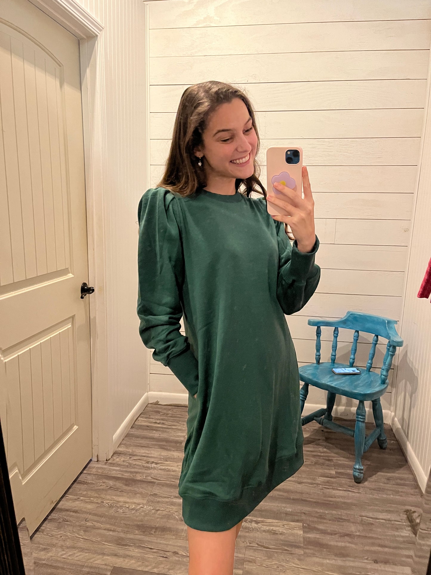 Hunter Green Sweatshirt Mini Dress