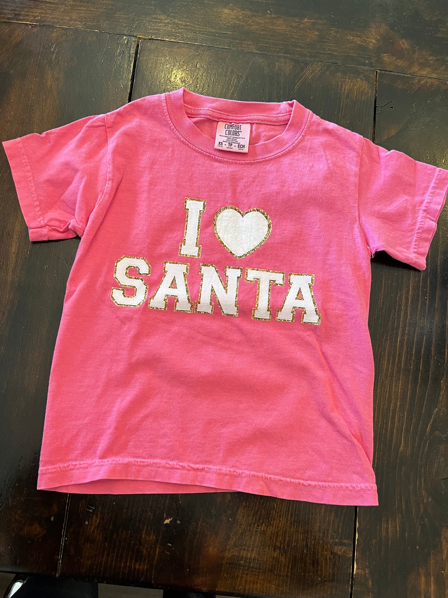 Hot Pink YOUTH 'I Heart Santa' T-Shirt