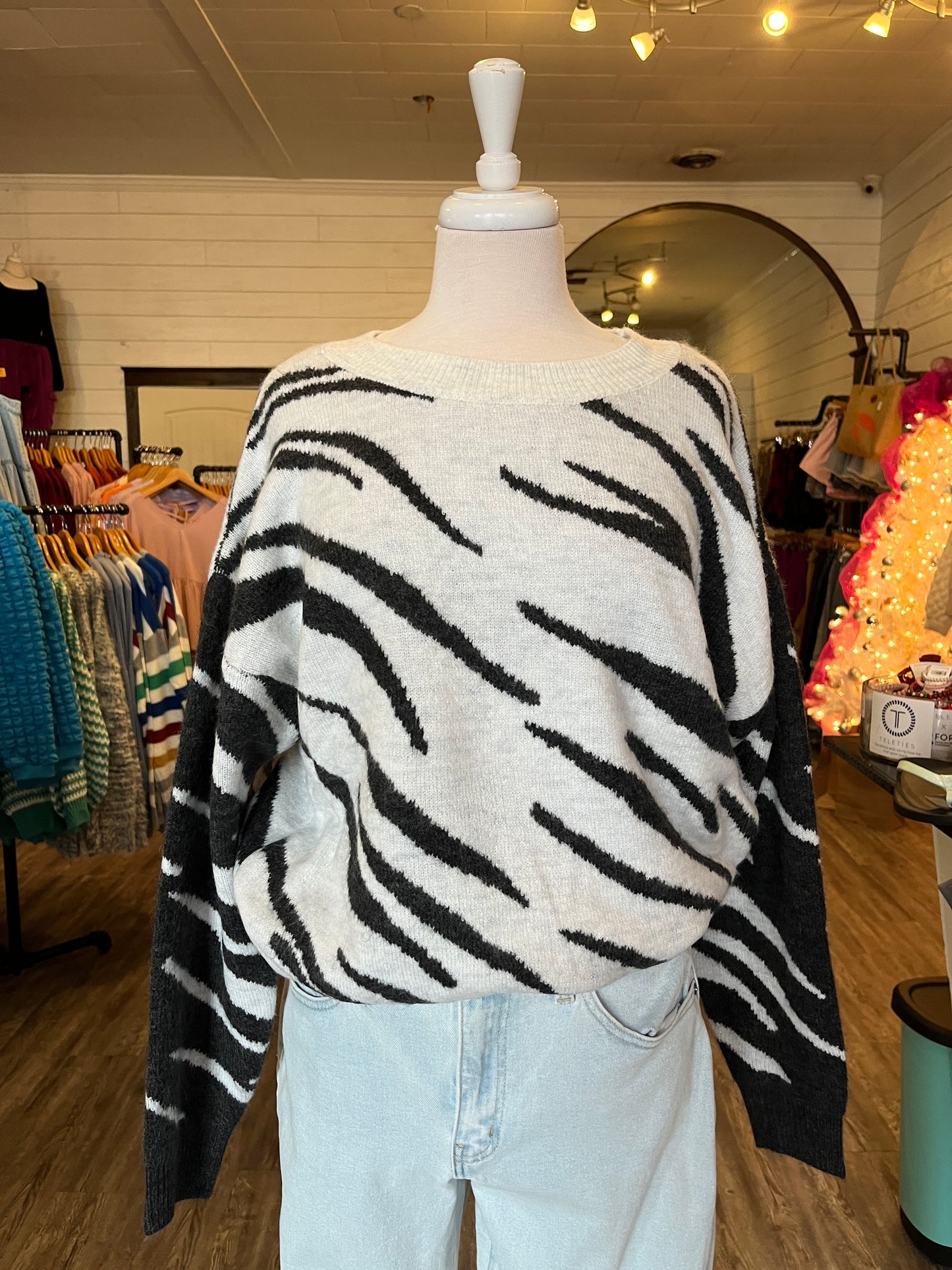 Black + White Zebra Print Sweater