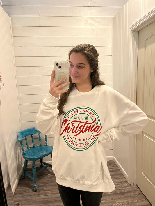 White 'It's Beginning To Look A Lot Like Christmas' Oversized Sweatshirt