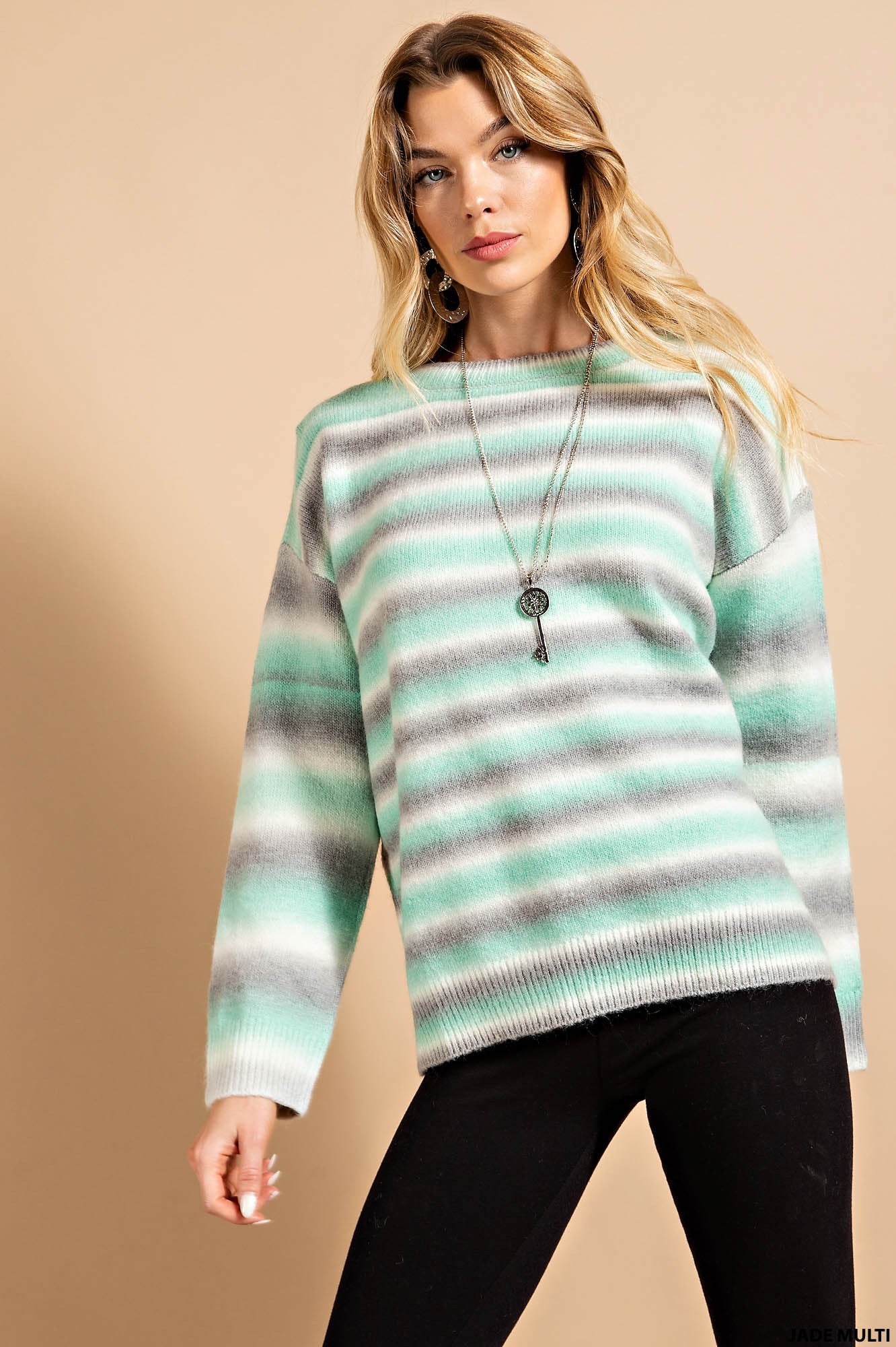 Seafoam & Grey Striped Sweater