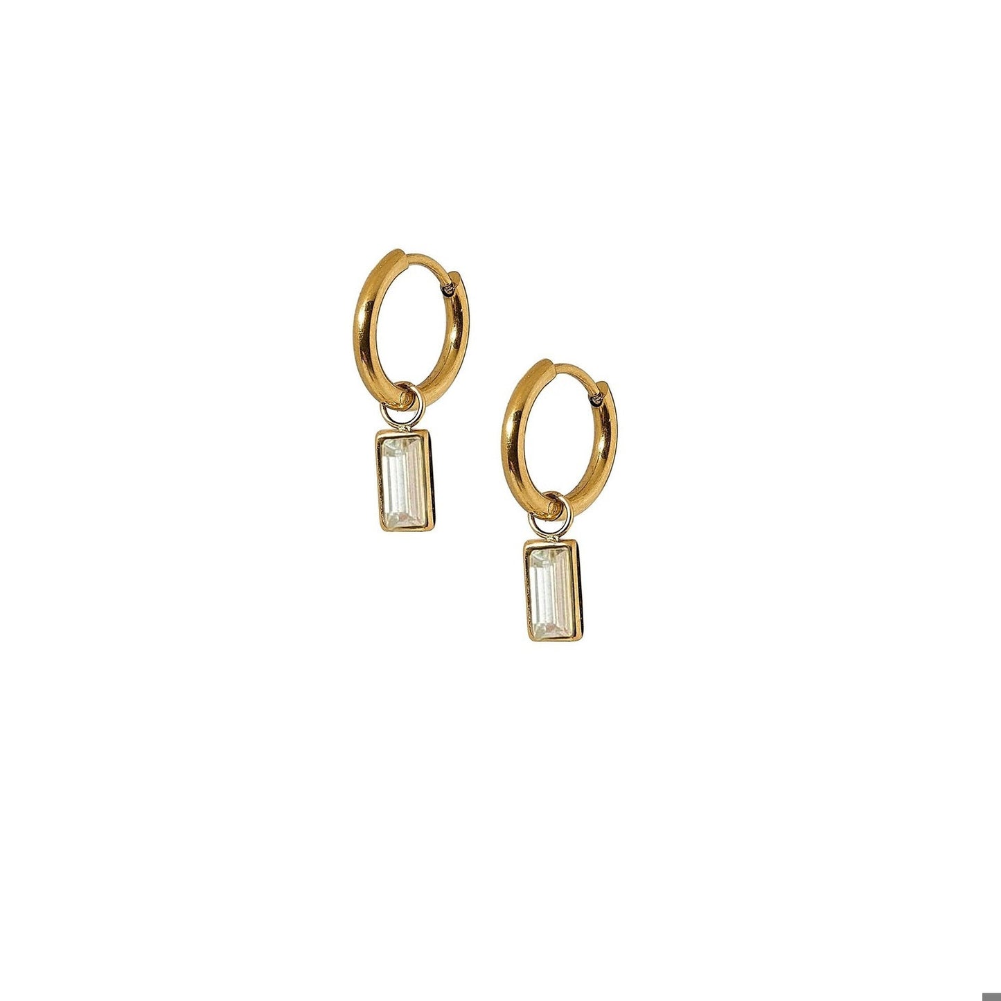 LINNY CO Huggie Charm Earrings - Gold Edith Clear