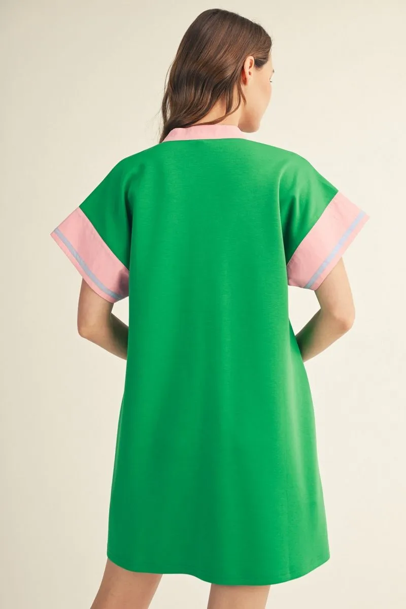 Kelly Green Short Sleeve Mini Dress