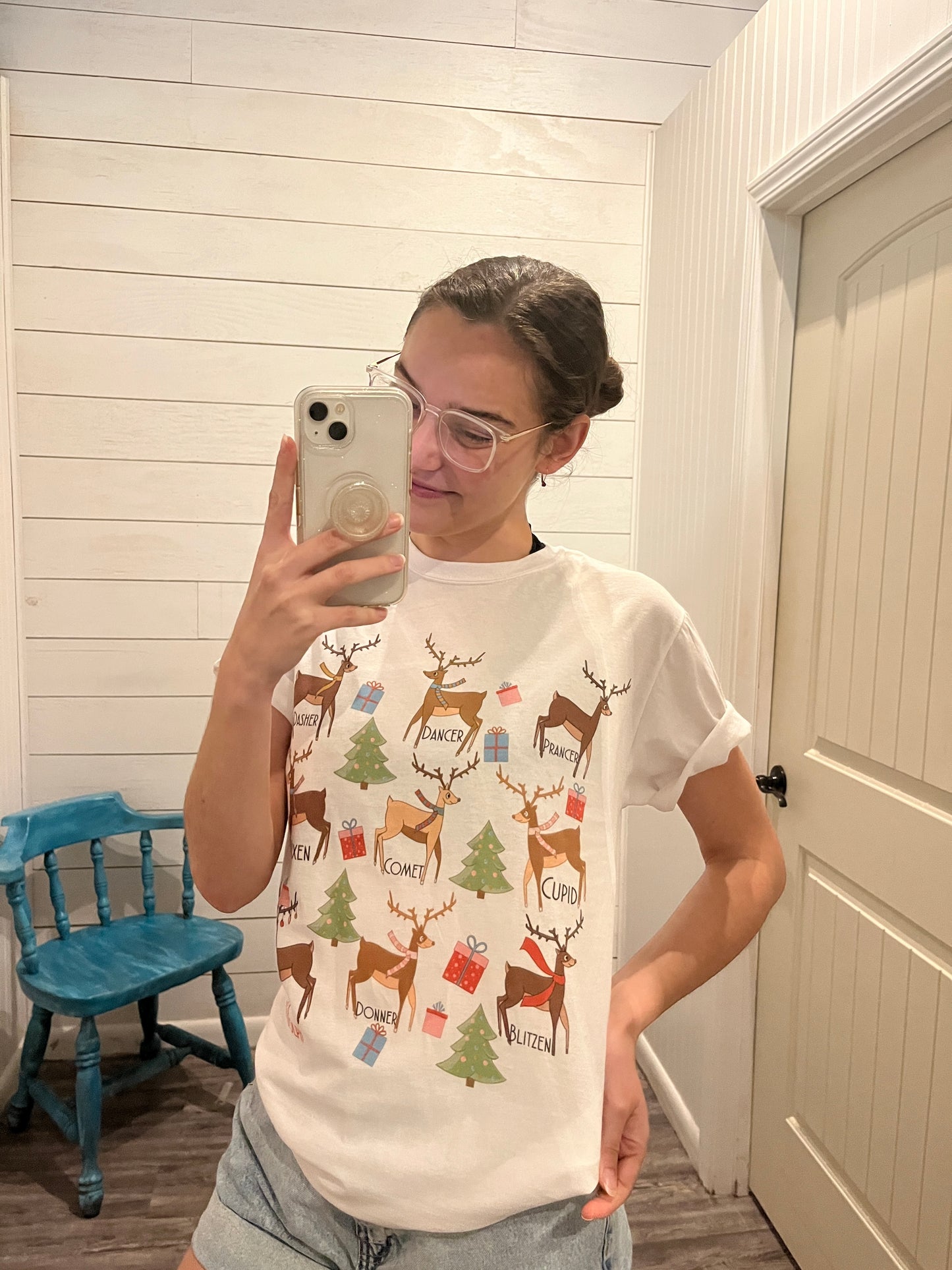 White All The Reindeer Trendy Winter Tee