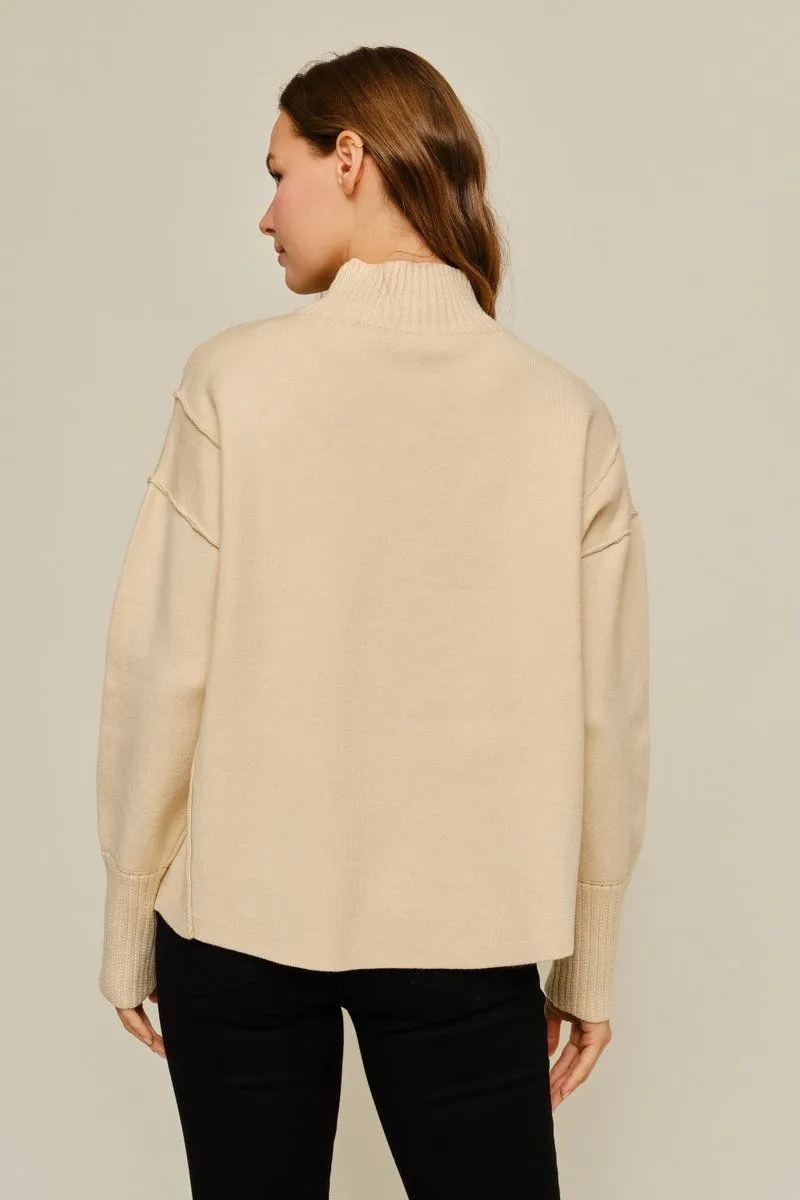 Mock Neck, Drop Shoulder Sweater