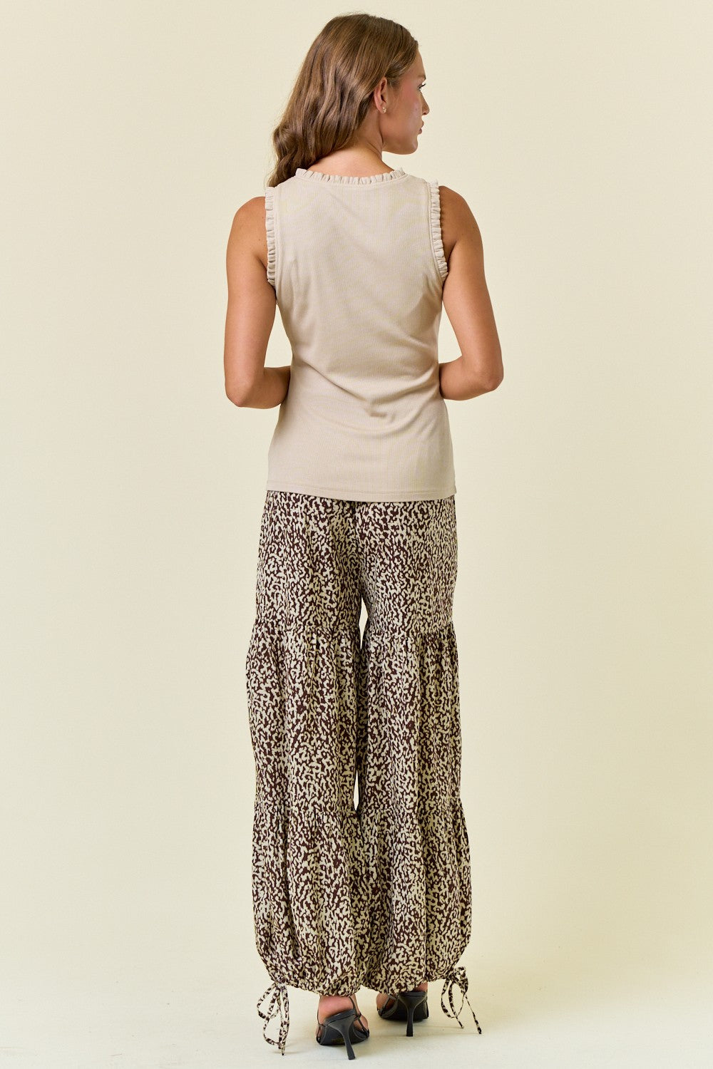 Oat Frilled V-Neck Tank Top