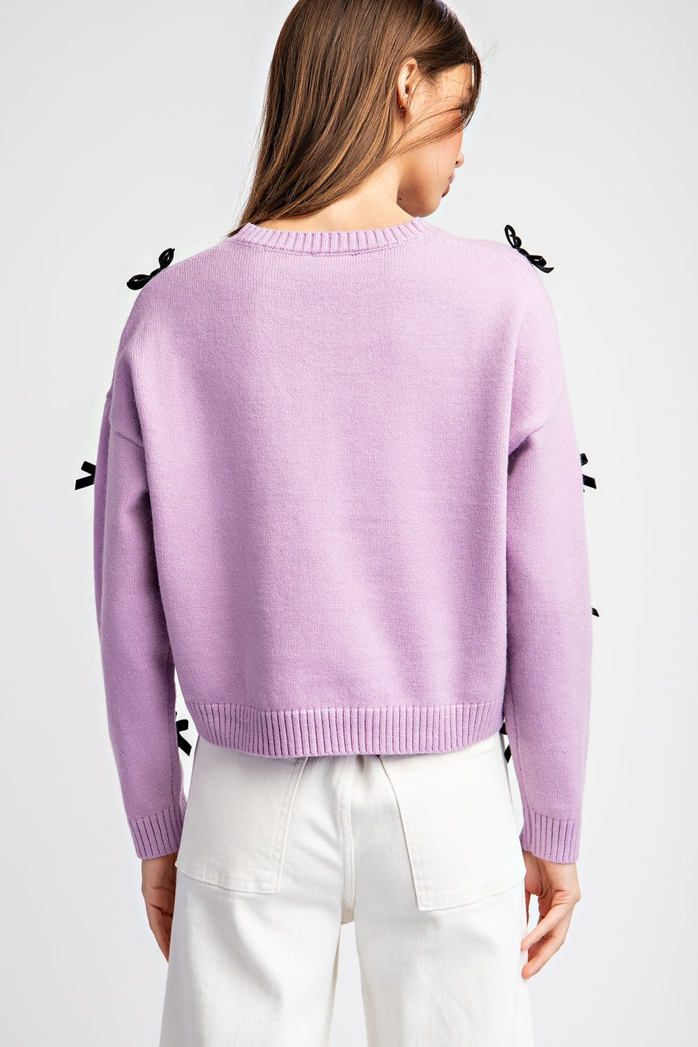 Lavender Ribbon Point Cropped Sweater