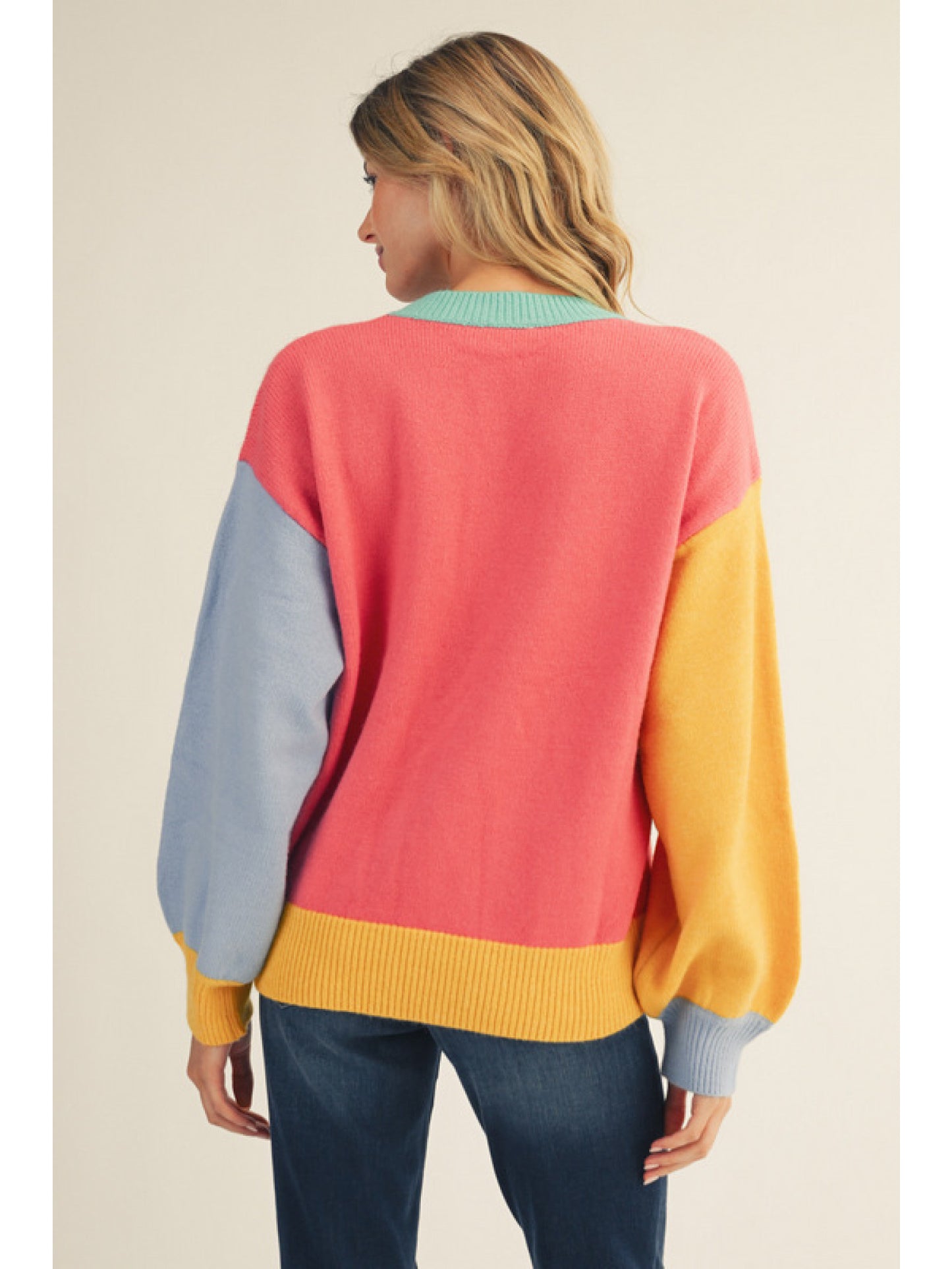 Flamingo Multicolor 'MERRY' Patch Colorblock Sweater