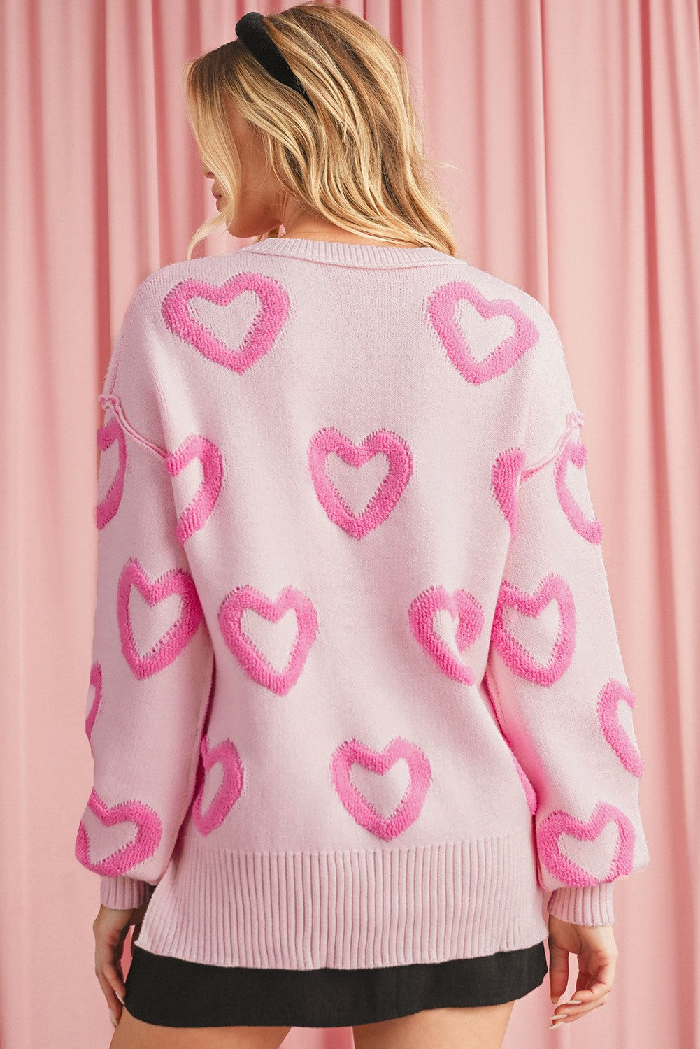 Light Pink Sweater w/ Pink Heart Print