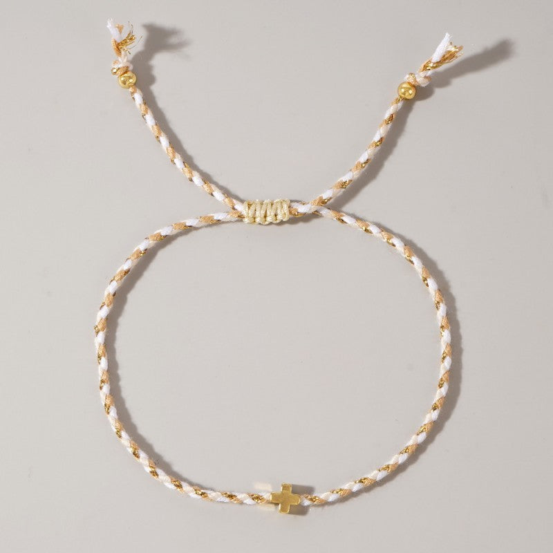 Corded Cross Charm Bracelet